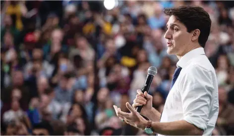  ?? BRANDON HARDER ?? Prime Minister Justin Trudeau told the crowd he “looks forward to these opportunit­ies” at Thursday night’s town hall in Regina.
