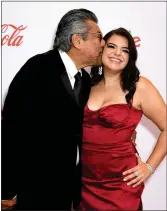  ?? JC OLIVERA — GETTY IMAGES ?? Lopez gives his daughter and series co-star Mayan Lopez a peck during the National Hispanic Media Coalition Impact Awards in 2022.
When: Where: