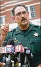  ?? GETTY IMAGES ?? Marion County Sheriff Billy Woods speaks to reports after Friday’s shooting at Forest High School in Ocala, Fla.