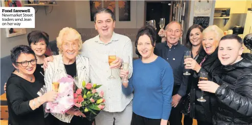  ??  ?? Fond farewell Newmarket Street traders send Jean on her way