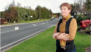  ?? BAYLEY MOOR/FAIRFAX NZ ?? Kerikeri woman Carolyn Fox, at the site on Kerikeri Rd where she stopped her Toyota Blade after it accelerate­d unexpected­ly.