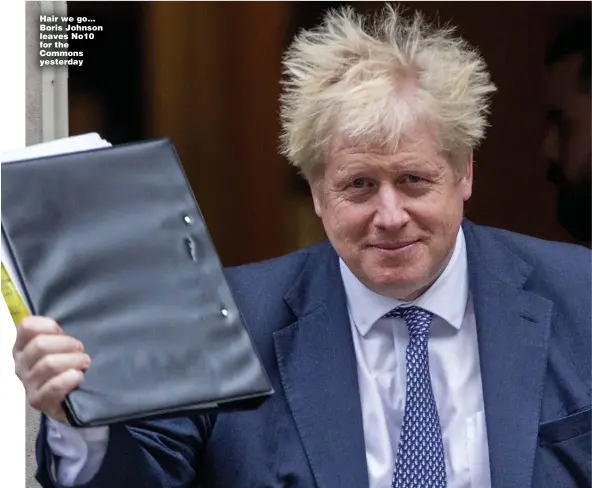  ?? Pictures: GETTY, ALAMY, PA, STEVE REIGATE ?? Hair we go... Boris Johnson leaves No10 for the Commons yesterday