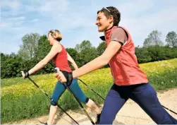  ??  ?? ▲
IN THE SWING OF IT
Nordic walking is a superb all-body workout, but someone will always jokingly ask if you’re heading for the snow.