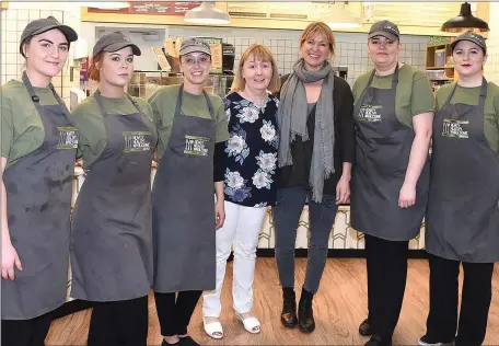  ??  ?? Rachel Allen with staff at the official opening of O’Briens Sandwich bar in Scotch Hall