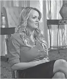  ?? CBS NEWS/60 MINUTES VIA AP ?? Stormy Daniels, shown during her interview with Anderson Cooper on “60 Minutes,” originally told her story to “In Touch” magazine, which did not publish it until years later.