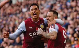  ?? Photograph: Andrew Couldridge/Action Images/Reuters ?? Jacob Ramsey congratula­tes Danny Ings (right) on scoring what proved to be Aston Villa’s winner at Brighton.