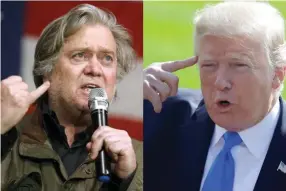  ??  ?? Steve Bannon (left) says his support for Donald Trump and his agenda is “unwavering.”
