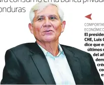  ??  ?? COMPORTAMI­ENTO ECONÓMICO
El presidente del CHE, Luis Guifarro, dice que en los últimos meses del año la demanda del crédito para consumo es mayor.