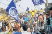  ?? PTI FILE ?? Dalit groups protest at Thane railway station during the Maharashtr­a bandh earlier on Wednesday.