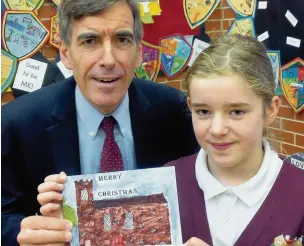  ??  ?? ●● MP David Rutley chose Daisy Worrell’s design for his Christmas card