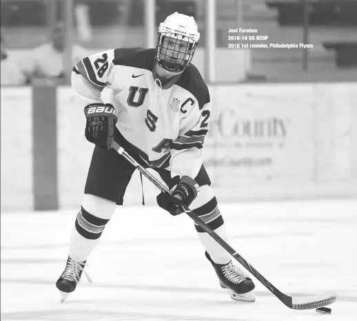  ??  ?? Joel Farabee 2016-18 US NTDP 2018 1st rounder, Philadelph­ia Flyers