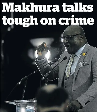  ?? / VELI NHLAPO ?? Gauteng premier David Makhura delivered the state of the province address at the Alberton Civic Centre yesterday during which he vowed to crackdown on crime.