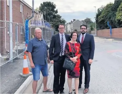  ??  ?? Llanelli MP Nia Griffith at the Capel Isaf Road junction, with councillor Rob Evans, Llanelli AM Lee Waters and councillor Rob James.