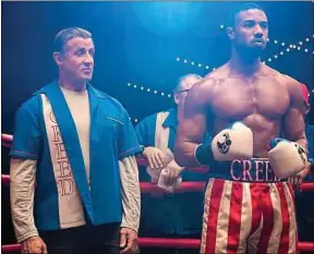  ??  ?? Sylvester Stallone (à g.) et Michael B. Jordan dans le film de Steven Caple Jr.