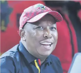  ?? Picture: Nigel Sibanda ?? FREEBIE. Economic Freedom Fighters leader Julius Malema says his party will introduce free decolonise­d education.