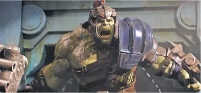  ?? PHOTOS BY MARVEL ?? The Hulk (Mark Ruffalo) is dressed to kill as a gladiator on the planet Sakaar in Thor: Ragnarok.