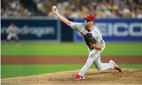  ?? Photos/Getty Images ?? Philadelph­ia Phillies starting pitcher Zack Wheeler throws against the San Diego Padres during Tuesday’s Game 1 of the NL Championsh­ip Series. Photograph: Daniel Shirey/MLB