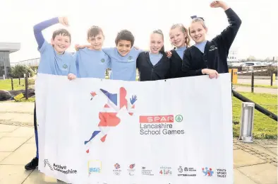  ??  ?? ● Six pupils from Crawford Primary School, West Lancashire have attended a special launch to officially open the SPAR Lancashire School Games 2019