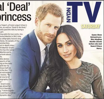  ??  ?? Game Show Network profiles Meghan Markle (inset) before she met fiancé Prince Harry.