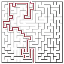  ??  ?? A convention­al view of a maze and its solution. PCS and programmin­g languages use different representa­tions for a maze and its solution.