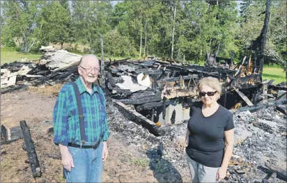  ?? JIM DAY/THE GUARDIAN ?? Eleanor Birt and her brother, Garth Coffin, stand in front of the razed farmhouse in Cherry Hill where the pair grew up along with four other siblings. The fire is one of several incidents of arson in the area being investigat­ed by the RCMP.