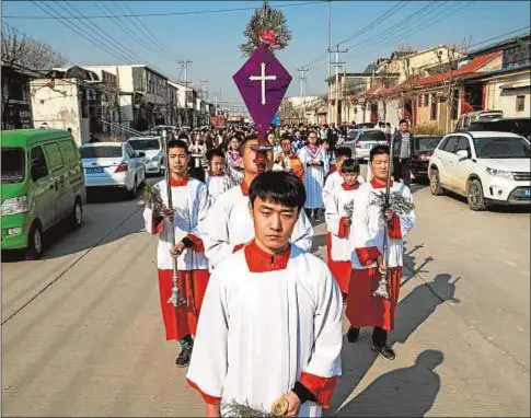  ?? CNS Procesión el Domingo de Ramos, en Youtong (China), en abril de 2018 ??