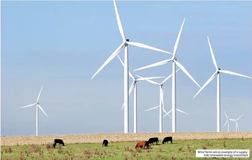  ??  ?? Wind farms are an example of a supplyside renewable energy investment