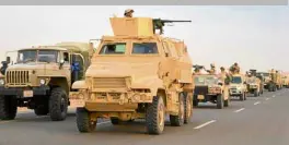  ?? —REUTERS ?? PURSUING TERROR Egyptian Army armored vehicles head for the Sinai Peninsula in Ismailia, Egypt.