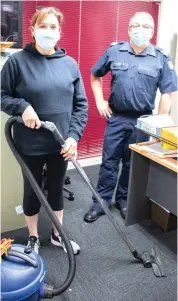  ??  ?? An important member of the team at Neerim South Police is Heather Inglese who has been cleaning the station three days a week for the past 24 years. She is pictured with Sgt Murray Brown.