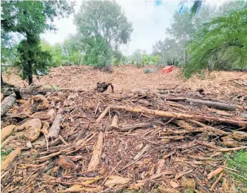  ?? ?? Forestry slash covers Mangatoker­au Bridge and surroundin­g land at Tolaga Bay.