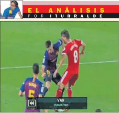  ??  ?? EL MOMENTO. Lenglet impacta en la cara de Pere Pons.