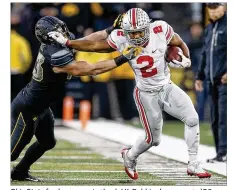  ?? JOSHUA A. BICKEL / COLUMBUS DISPATCH ?? Ohio State freshman running back J.K. Dobbins has averaged 7.3 yards per carry in the past two games but has had just 19 total carries in that span.