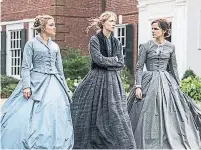  ??  ?? Pugh as Amy, Saoirse Ronan as Jo and Emma Watson as Meg in the ubiquitous hoop skirts of the day.