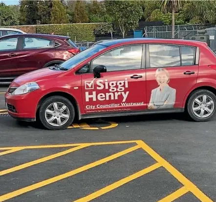  ?? FACEBOOK ?? Hamilton City Councillor Siggi Henry has come under fire for parking in a disabled parking spot at the Hamilton Gardens.