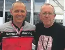  ??  ?? MCN reader Tim Coomber with Honda Racing's Havier Beltran at Snetterton