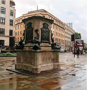  ?? James Beck ?? Far-right group For Britain was set to hold a protest against Black Lives Matter at the empty plinth that held the statue of slave trader Edward Colston