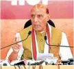  ?? ANI ?? Defence Minister Rajnath Singh in Ahmedabad on Sunday.