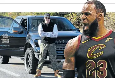  ?? Pictures: Alan Eason and Getty Images ?? Retired South African kickboxing champion Andrew Thomson, left, and basketball legend LeBron James are battling over the right to the trademark King James.