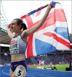  ?? Pic: Getty ?? Laura Muir celebrates her gold medal in Berlin