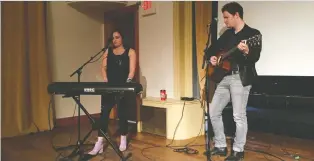  ?? ASHLEY MARTIN ?? Amy Nelson, left, and Scott Pettigrew perform prior to the Saskatchew­an Music Awards nominees announceme­nt in Regina on Nov. 13, 2019. COVID-19 has forced the awards to be livestream­ed.