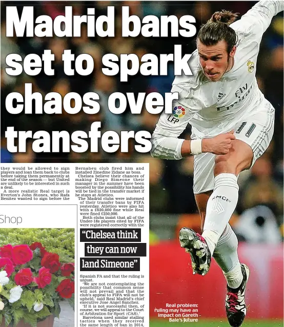  ??  ?? Real problem: ruling may have an impact on Gareth
Bale’s future