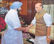  ?? PTI ?? ■ Punjab CM Captain Amarinder Singh also met Union home minister Rajnath Singh in New Delhi on Friday.