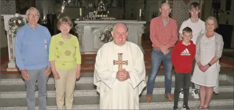  ??  ?? Fr Odhran Furlong, who celebrated his silver jubilee Mass in St Aidan’s Cathedral, with his parents Tom and Angela, brother Tom Jnr, sister-in-law Louise and nephews, James and Dara.