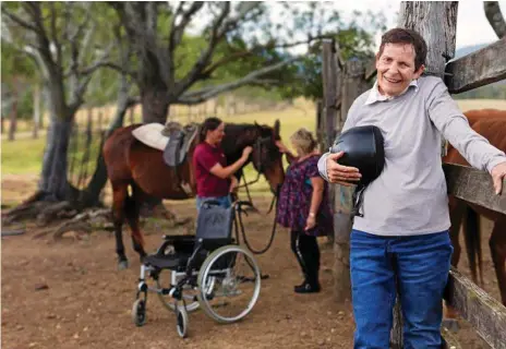  ?? Photo: UnitingCar­e ?? LOOKING FORWARD: Sharon Mildren was a horse fanatic before she was involved in a car crash in Ma Ma Creek 41 years ago. In the past three years, she has made her way back into the saddle and plans to work her way up to showjumpin­g.