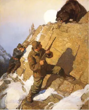  ??  ?? N.C. Wyeth (1882-1945), Hunters with Bear, ca. 1911, oil on canvas, 47 x 38”. Buffalo Bill Center of the West, Cody, WY. Gift of Olin Corporatio­n, Winchester Arms Collection. 25.88.