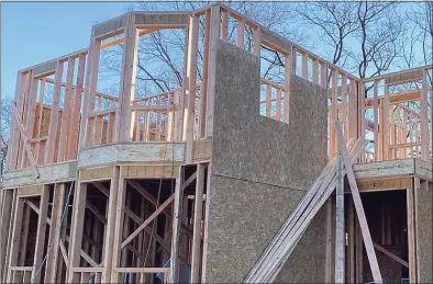  ?? Kate Perez / The Corbin District Instagram ?? The beginnings of two buildings on East Lane in Darien being constructe­d to eventually be residences for developmen­tally disabled adults.