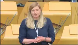  ??  ?? Jenni Minto MSP during her maiden speech at Holyrood last Wednesday.