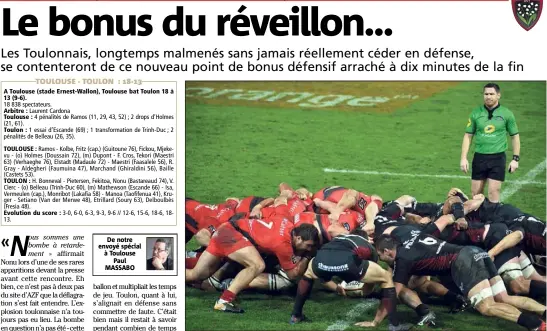  ?? (Photo AFP) ?? Dans un match sans panache, le RCT se consolera avec un point de bonus défensif. Pas si mal comptablem­ent parlant...