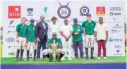  ?? ?? Lagos State Governor and member of Lagos Polo Club, Babajide Sanwo-Olu (m with bowl Hat) during the Prize Presentati­on Ceremony of the opening week of the 2024 Lagos polo tournament.