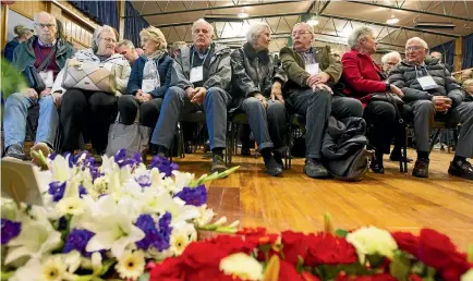  ?? PHOTO: ROSS GIBLIN/STUFF ?? Survivors, crew and rescuers attend yesterday’s service at Muritai School to mark 50 years since the Wahine disaster.